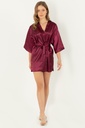 Miorre Belted Satin Dressing Gown - Burgundy